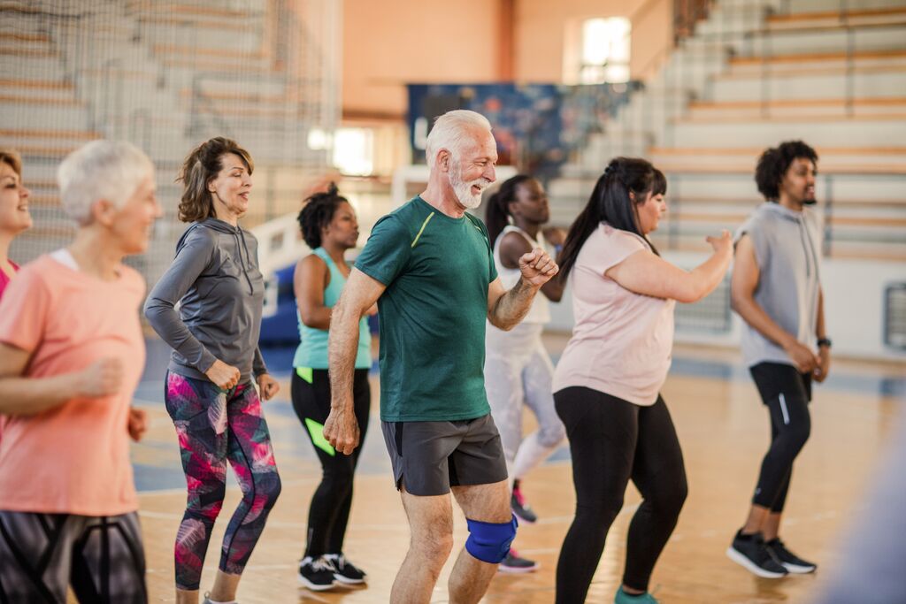 Senior community group dance class