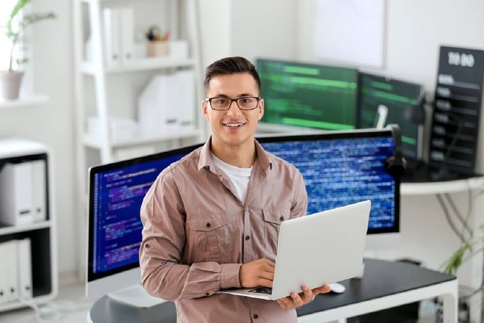 Male programmer in office