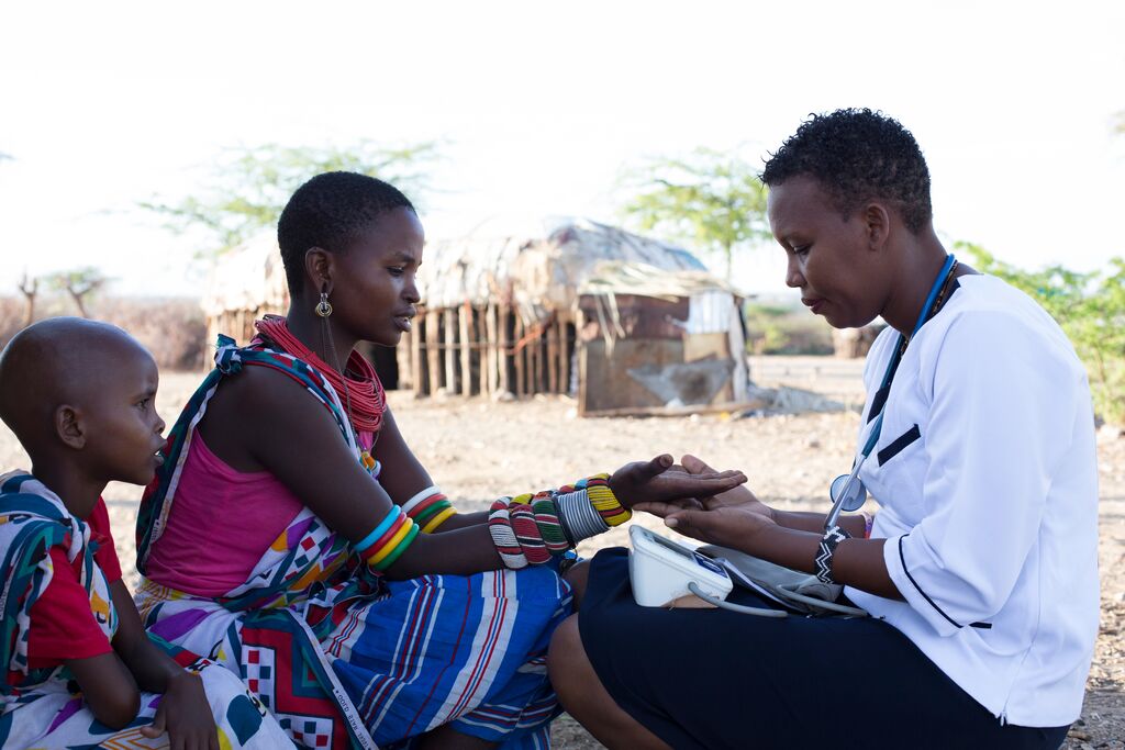 Nurse working on location in Samburu village Kenya Africa