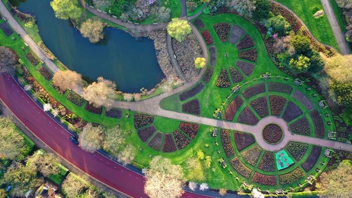 Aerial photo of Regents Royal Park in London UK