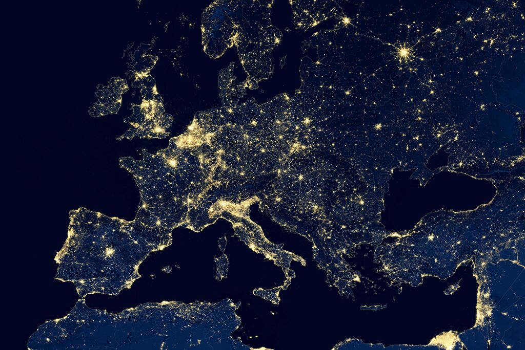 Europe from space at night