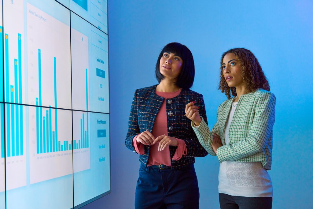 Custom Photo Two women looking at data on screens
