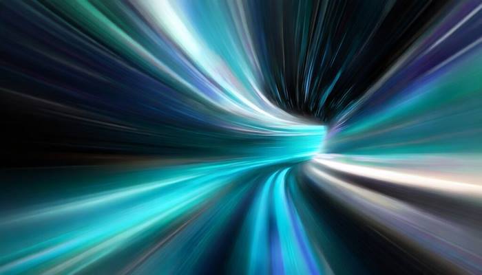 Custom Photo abstract tube fast racing high speeds with teal colors