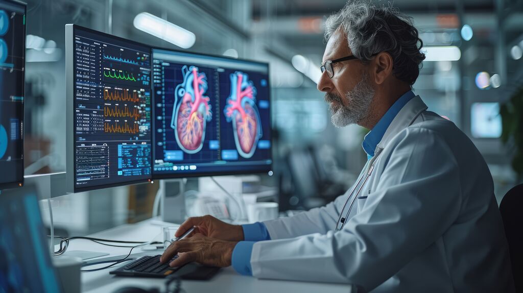 Doctor analyzing a heart