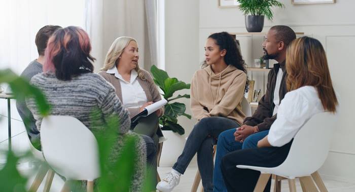 Mental health and group therapy counseling support meeting