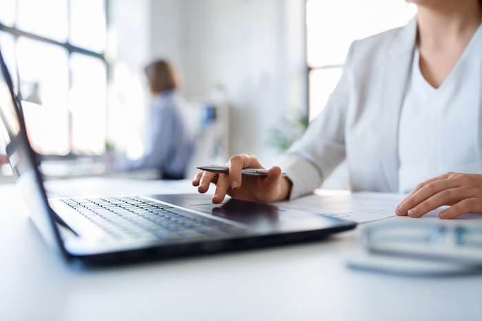 Businesswoman with laptop computer