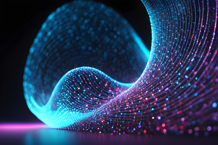 Abstract data futuristic wave neon particles