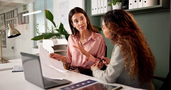 Business meeting between two businesswomen