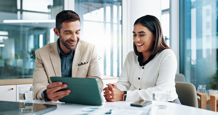 Business people working together with tablet