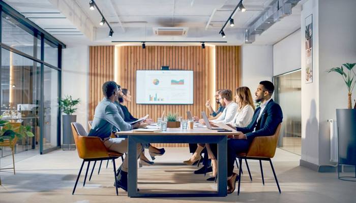 A diverse group of colleagues in a meeting
