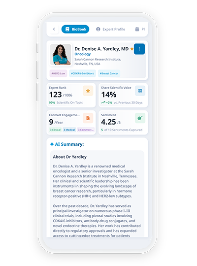 Mobile screenshot showing seamless team collaboration platform for KOL relationship management.
